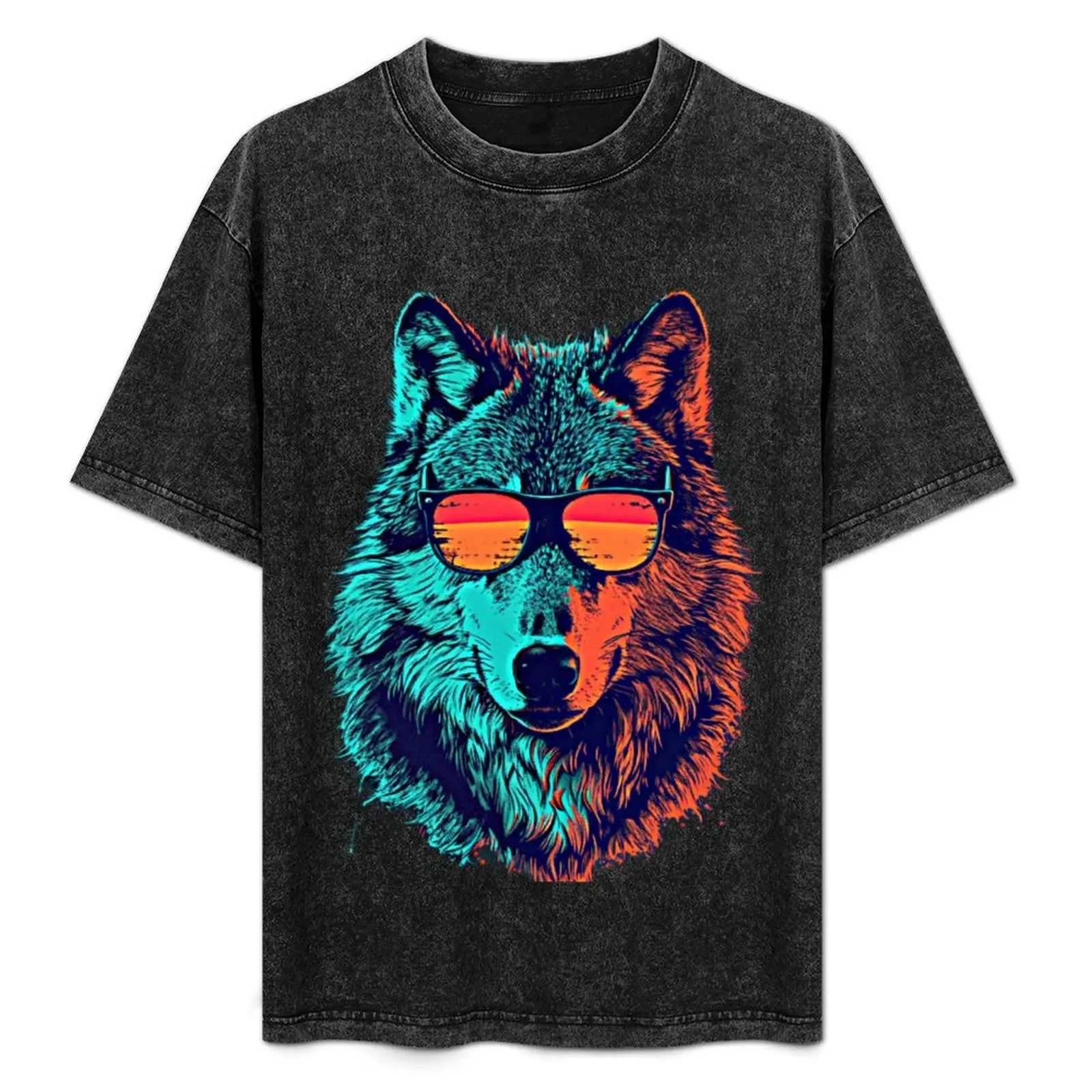 Wolf Vintage Wolf with Sunglasses T-Shirt Moisture Wicking Quick Dry Tee