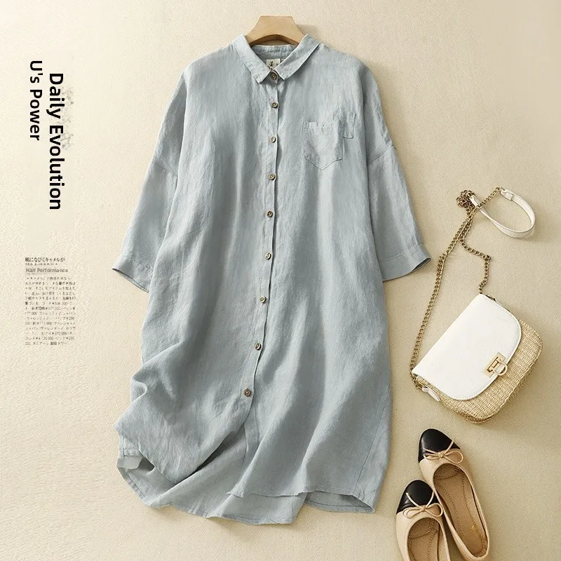 

Свободные хлопковые льняные женские повседневные брюки средней длины Artistic Color Fem Faionable Korean Sle Long Sve irt