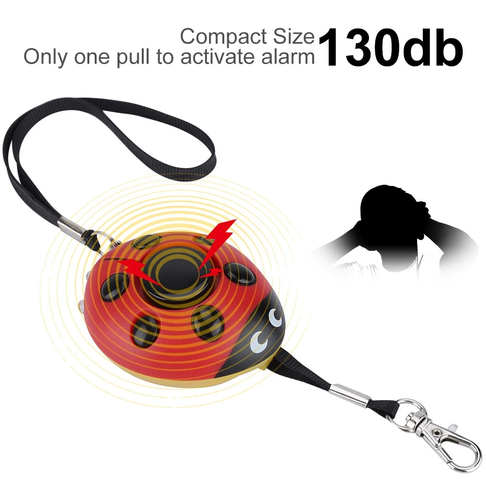 Alarme de emergência feminino com LED Keychain, Defesa Alarme, 130db