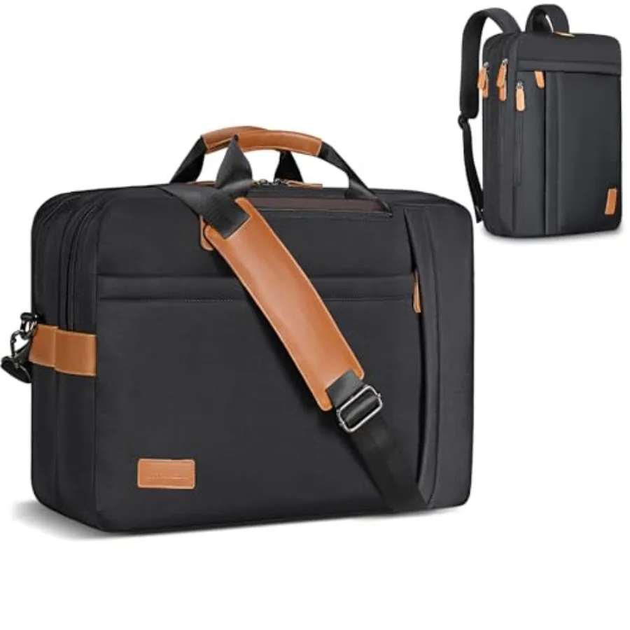 3-in-1-Laptoptasche für Herren, 17-17,3 Zoll Laptop-Rucksack, Computer-Umhängetasche für Arbeit/Reisen/Geschäft, wandelbare Aktentasche