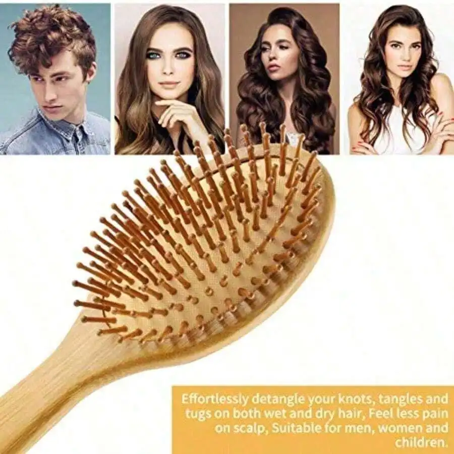 

1PC Bamboo Hair Brush Set - Wide Tooth & Tail Comb, Big & Mini Paddle Brushes For Thick/Thin/Curly/Straight Hair, All Ages