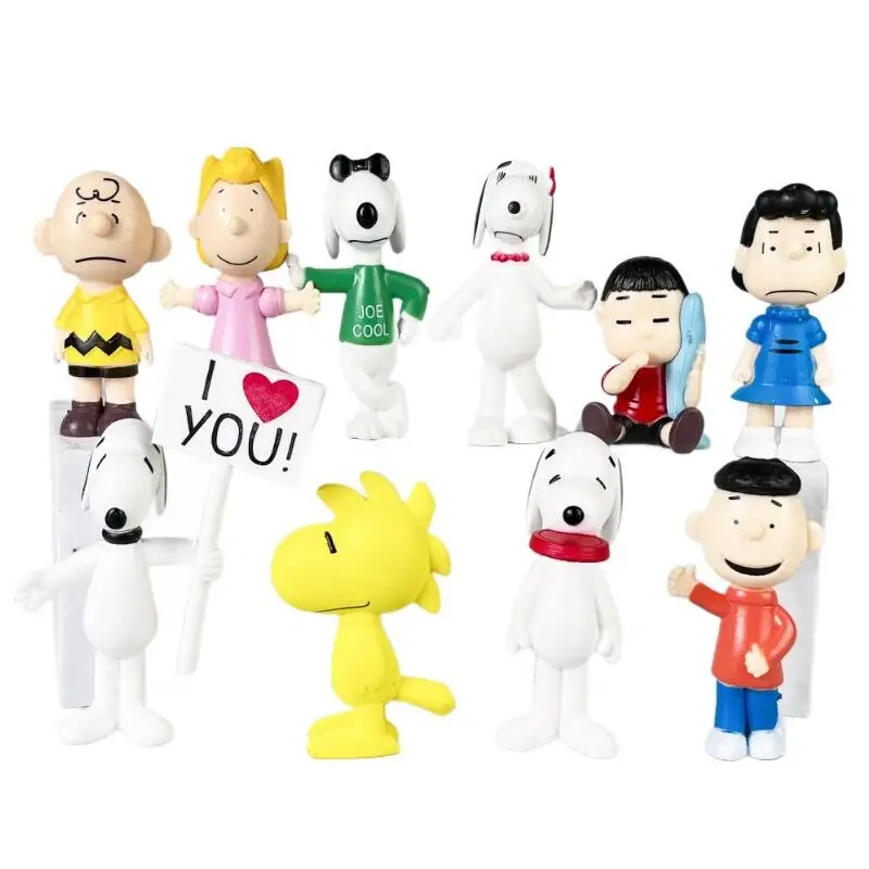 Snoopy & Charlie Brown Figurines Creative Dolls Desktop Ornaments for Cake Decoration Mini Display Statue Wholesale Bulk Supply