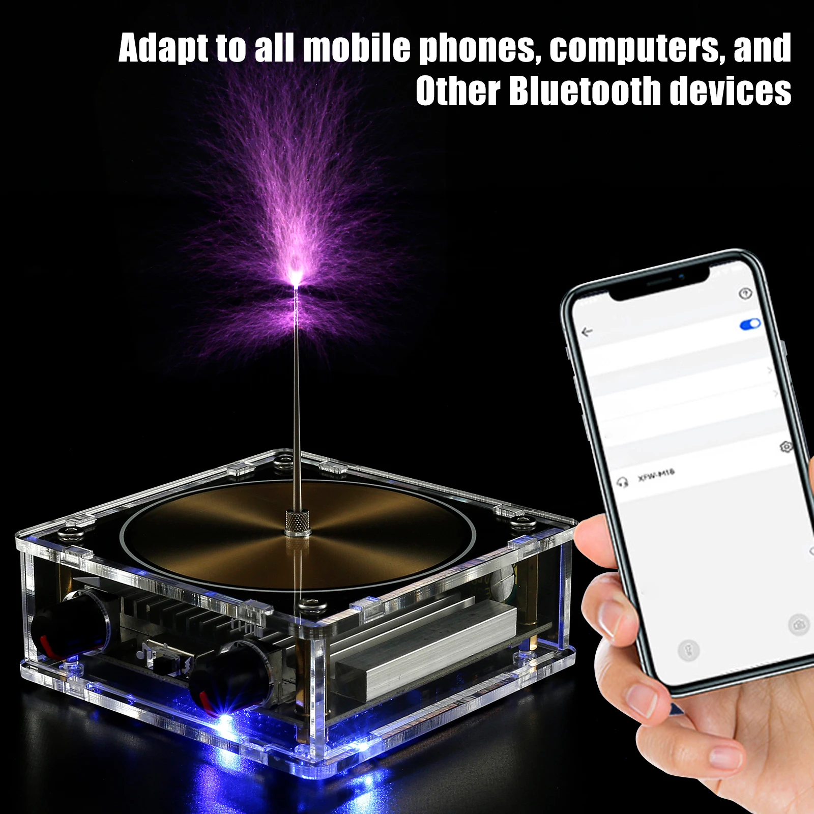 

Tesla Coil Music Box Bluetooth Connection Music Coil Touchable Artificial Spark Gap Arc Generator Desktop Toy Gift For Kids ﻿