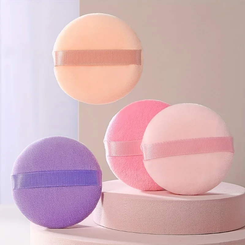 4pcs Flawless Makeup Application with Soft Velvet Powder Puffs - Ideal for BB Cream, Liquid Cream, and Loose Powder