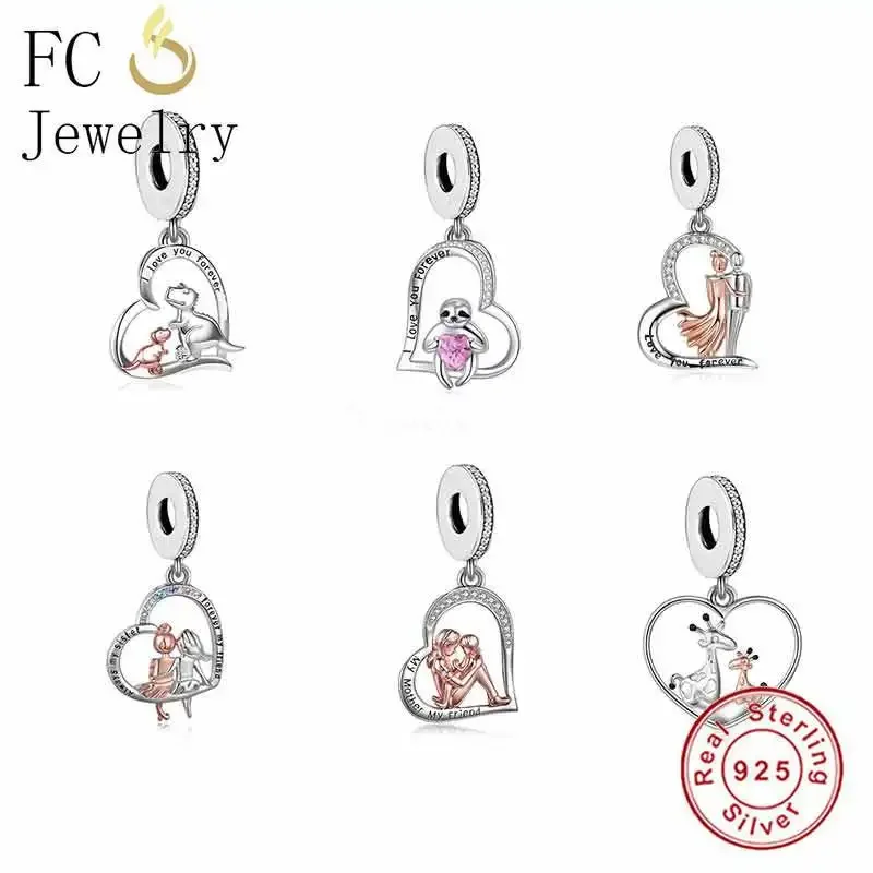 

FC Jewelry Fit Original Pan Charms Bracelet 925 Silver Girl Mum Sister I Love You Forever Bead For Making Women Berloque 2021