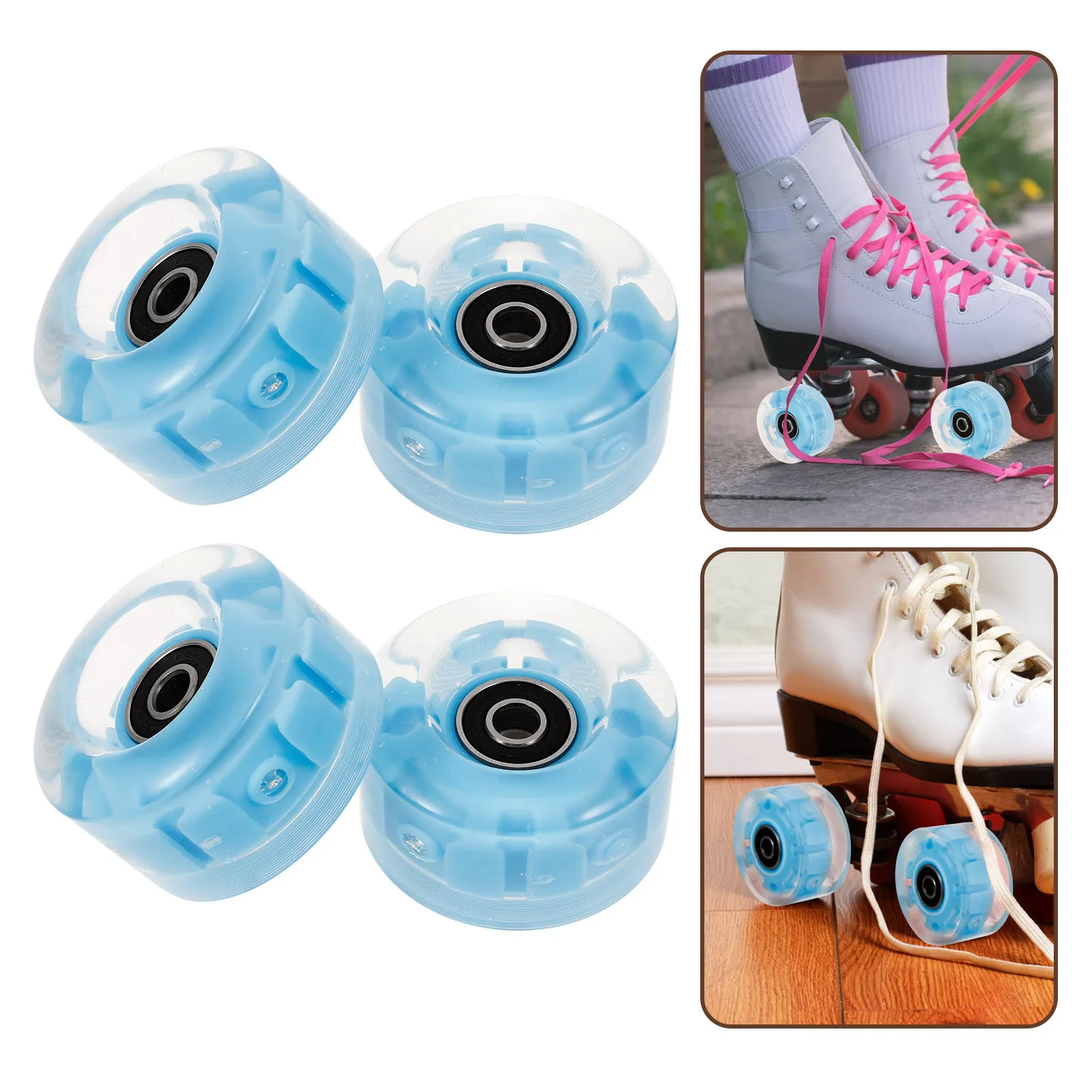 

4Pcs Roller Skates Light Up Wheels Flashing Skating Wheels High Elasticity Rubber Material Smooth Rotation Glowing Night Safety
