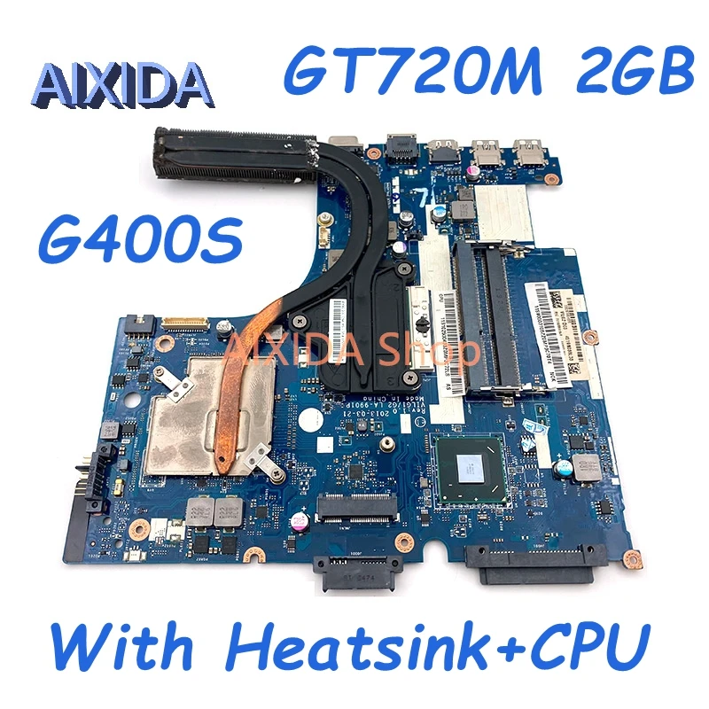 

AIXIDA VILG1 G2 LA-9901P Mainboard For Lenovo Ideapad G400S Laptop Motherboard GT720M GPU with heatsink+CPU Fit for LA-9902P