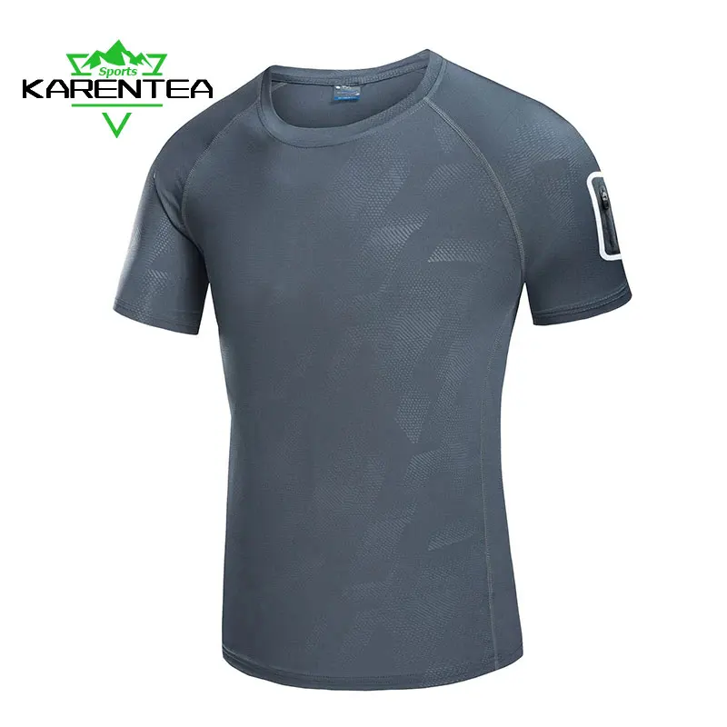 

Karentea Men T-shirt Sports Fitness Fashion Back Print Short Sleeve Quick Dry Outdoor Jogger Training Top Running Breathable Tee