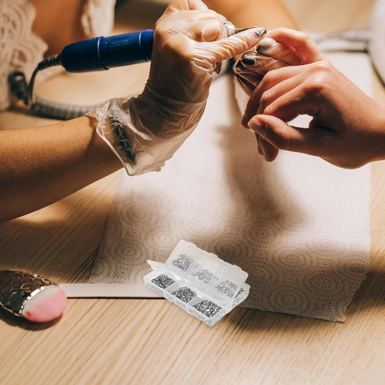 

1 комплект, набор страз для дизайна ногтей, прозрачный круглый кристалл с плоской задней частью, маленькие размеры, 6 сеток, коробка, сделай сам, украшения для камней для ногтей для поделок