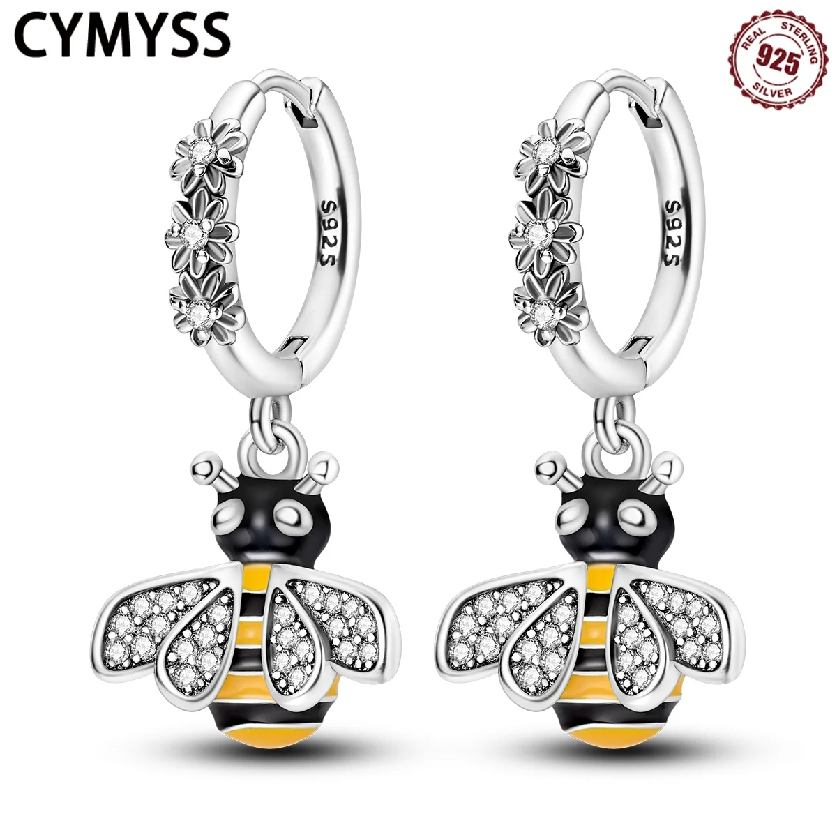 

CYMYSS 2025 New S925 Sterling Silver Insect Bee Drop Earrings Boutique Birthday Party Gift Jewellery Zircon Women Earrings