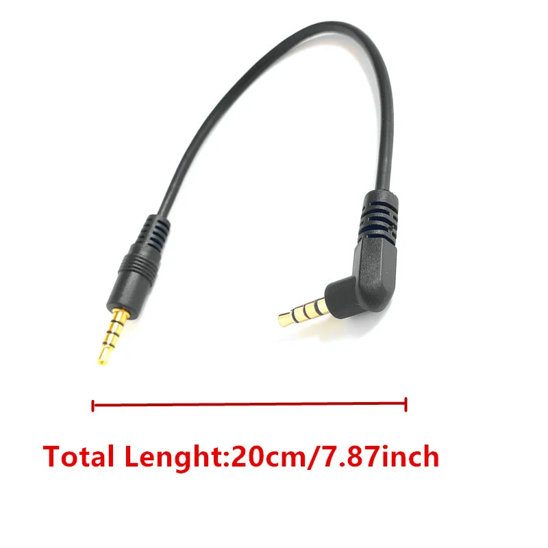 20CM 90 Degree Right Angle 4 Pole TRRS 3.5mm Aux Audio Short Cable Extender Adapter M/F 3.5mm for PC OR Mic-earphone