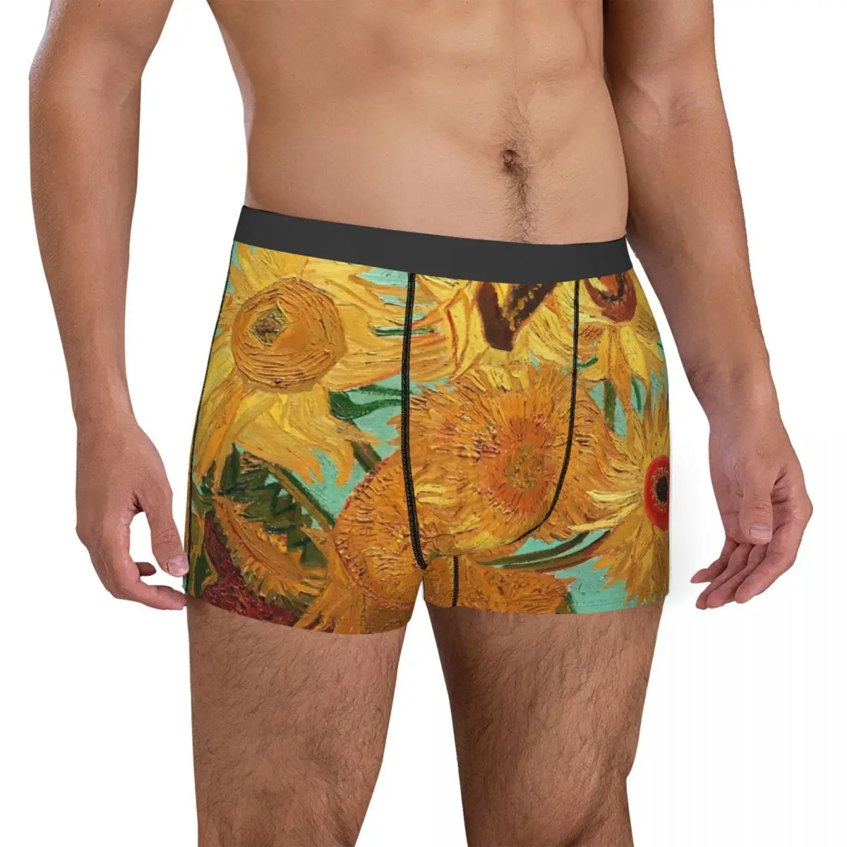 Vincent Van Gogh – Boxer pour Homme, sous-vêtement respirant avec douze tournesols, culotte, nouveauté