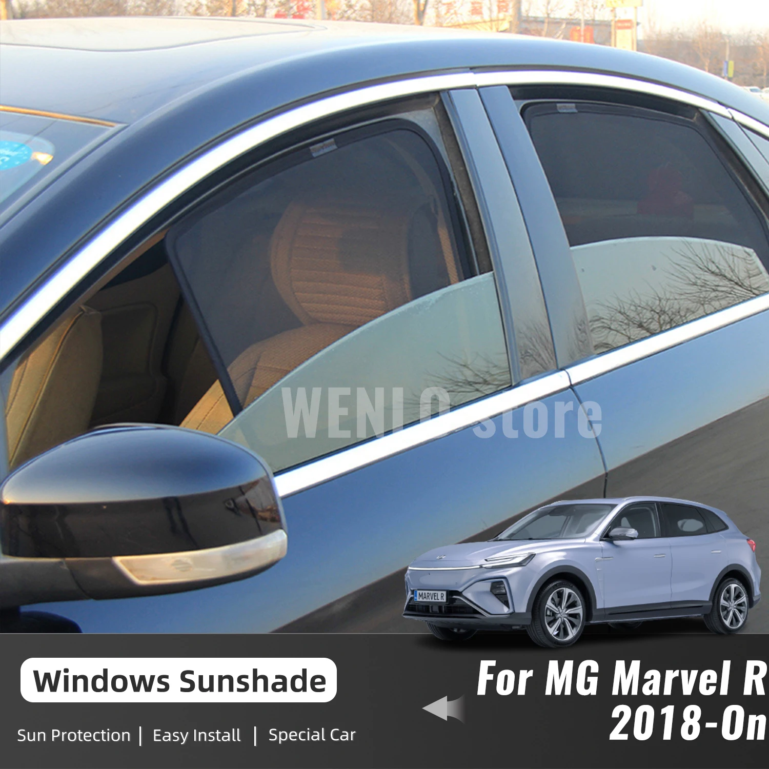 

For MG Marvel R 2023 2021 2022 Car Sunshade Shield Magnetic Front Windshield Frame Curtain Rear Side Window Sun Shades Visor