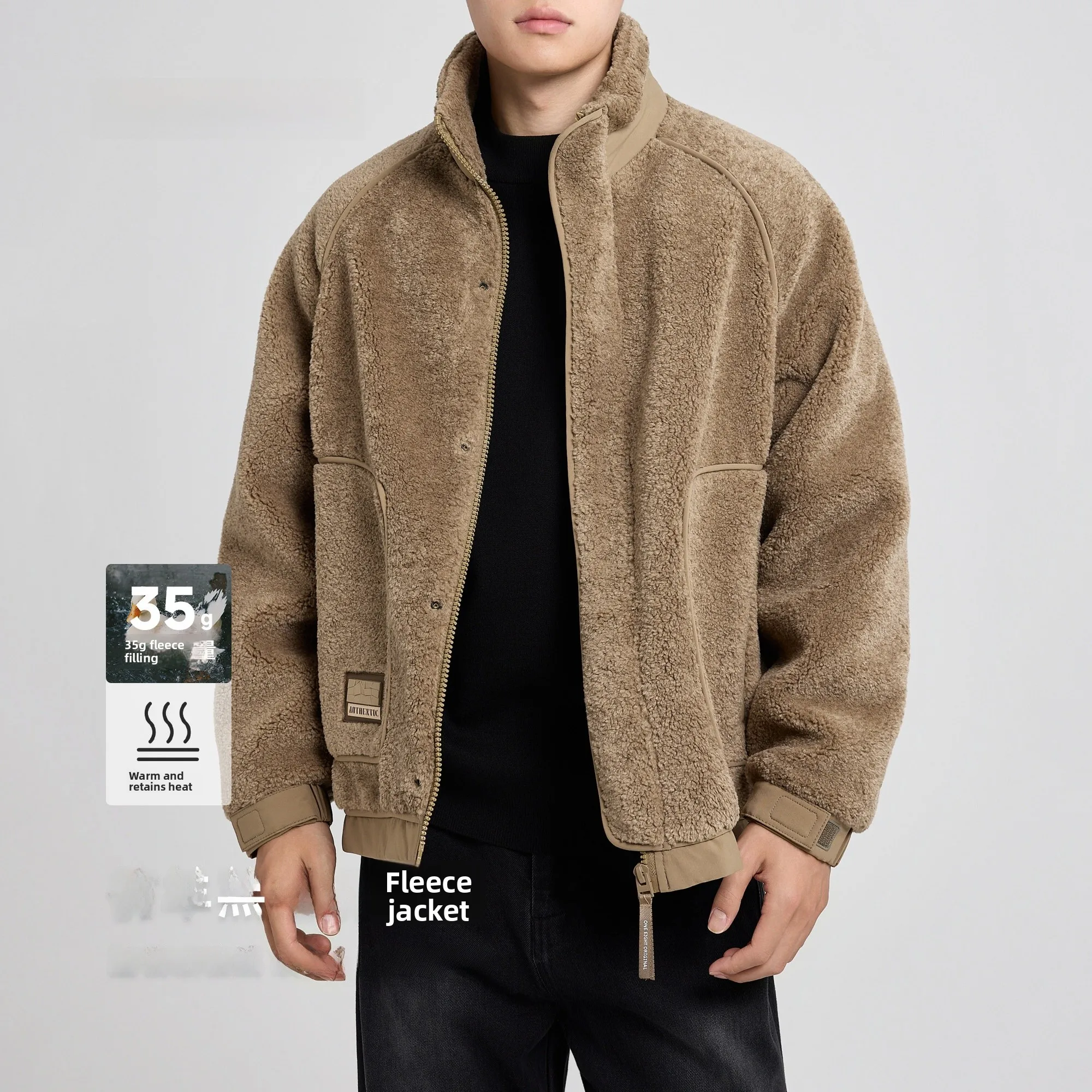 

High Quali Lamb Fur Collar down Jaet Men's Thiened Winter New Sle Double Button Warm Outerwear Trendy Casual Sle
