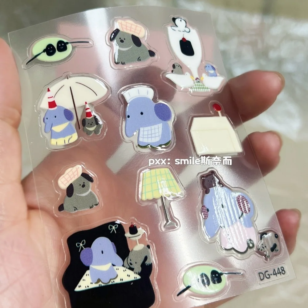 INS abstract kawaii Cat Elephant Jelly Stickers for DIY Mobile Phone Case Decor Scrapbook handmade material Craft Supplies view 6