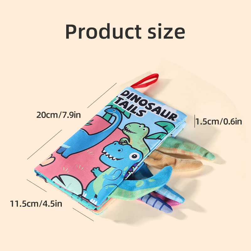 Baby early education cloth book puzzle toy, washable and durable, four page dinosaur series