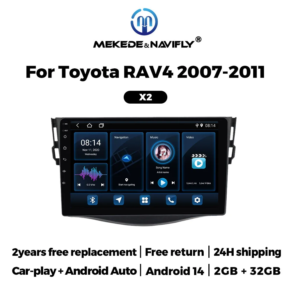 MEKEDE أندرويد 14 راديو السيارة لتويوتا RAV4 2007-2011 Autoradio 9 بوصة الوسائط المتعددة مشغل فيديو الملاحة أندرويد السيارات CarPlay