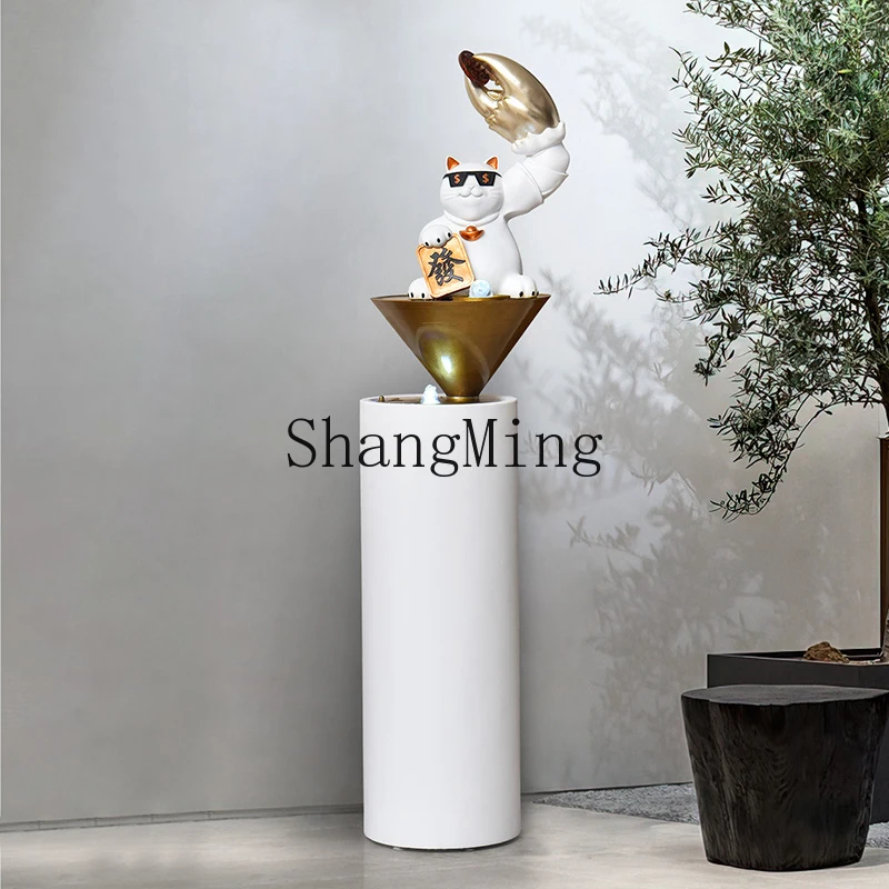 

ZYY creative lucky cat large floor-to-ceiling generating wealth flowing water ornament circulating water living room decoration