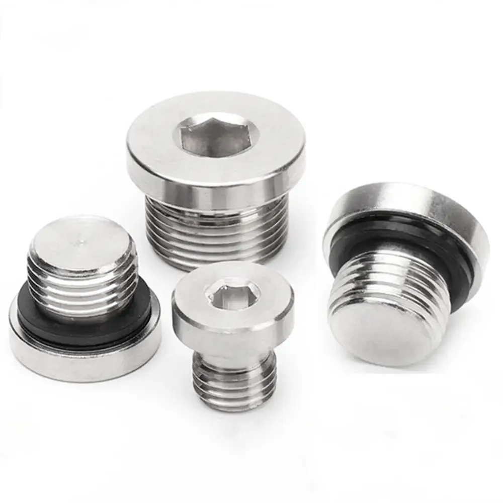 

With ED Seal Ring 1/8" 1/4" 3/8" 1/2" 3/4" 1" 1-1/2" BSPP Male M8-M30 Metric SS304 Countersunk Plug Solid With Flange Hex Socket