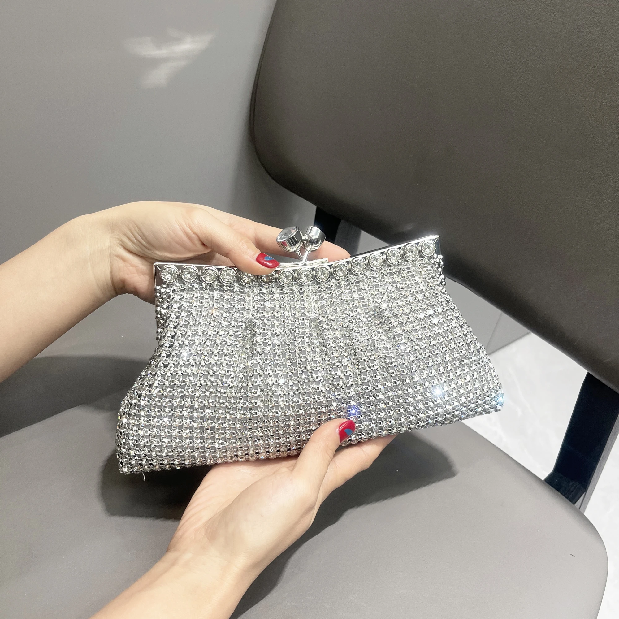 Handle Rhinestones Evening clutch Bag Purses and handbag luxury Designer shiny Crystal Clutch purse bucket bag shoulder bags