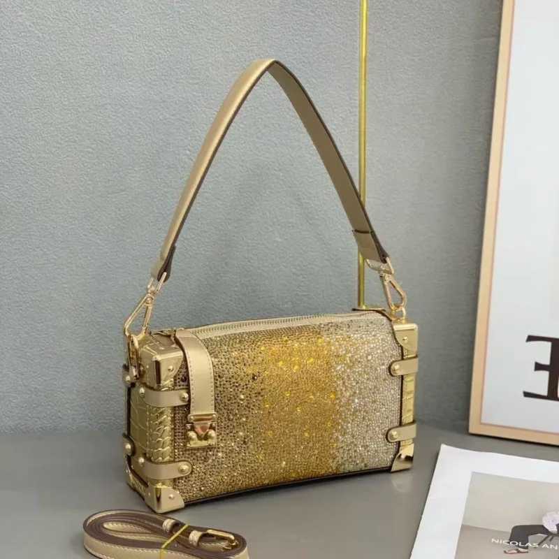 High-quality Luxury Blingbling Diamonds Studded Box Purses and Handbags Fashion Women Party Brand Shoulder Crossbody Bag