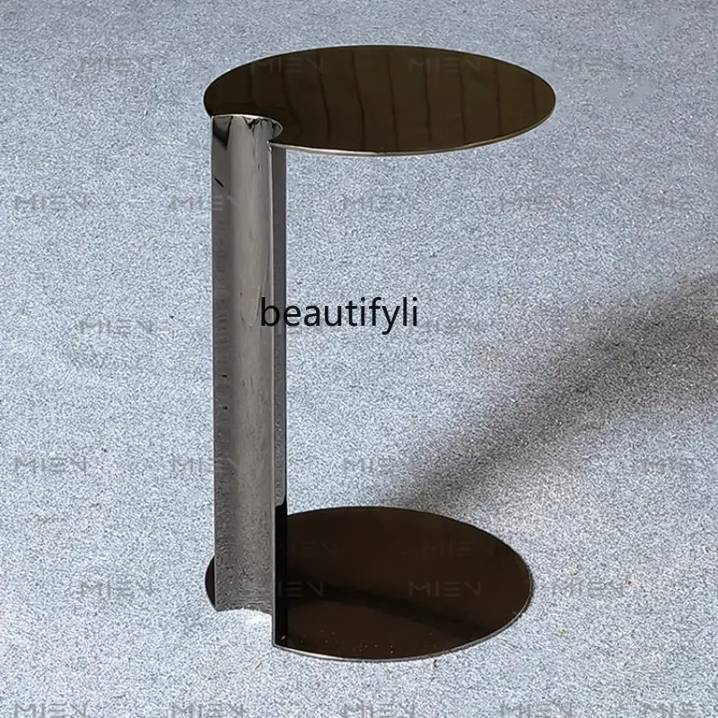 

Modern Minimalist round Coffee Table Light Luxury Stainless Steel round Side Table Living Room Mobile Side Table Sofa Side Table