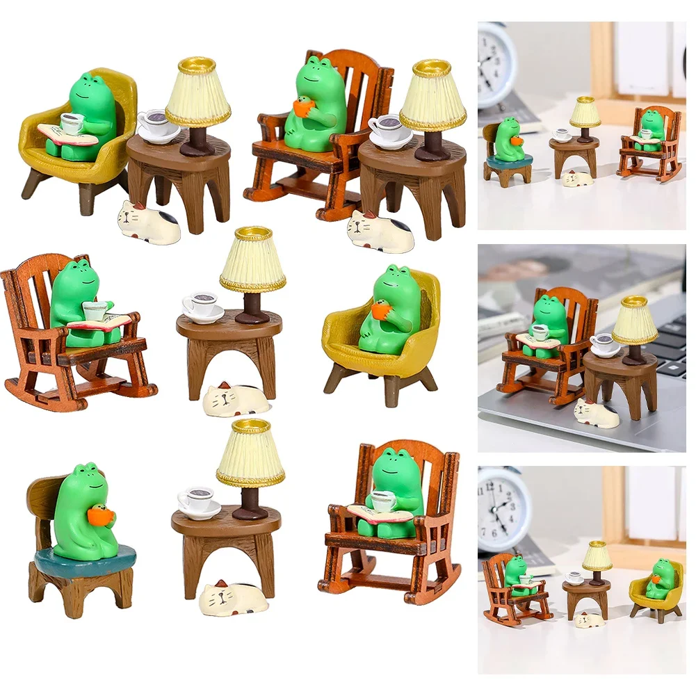 

Handmade DIY Rocking Chair Miniatures Figurines Rocking Chair Design With Book Coffee Home Office Decor Car Ornament