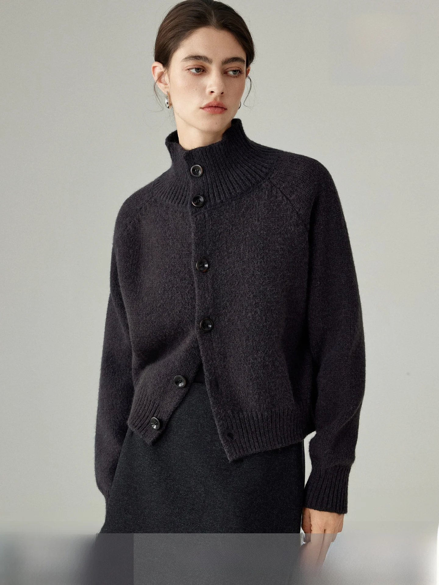 

Женский свободный кардиган Yake Home с высоким воротником, осенне-зимний, мягкий, повседневный, в стиле Lazy Sle