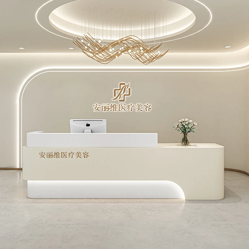 الخروج مكتب الاستقبال مكتب الاستقبال صالون تجميل U شكل مكاتب الاستقبال الكلاسيكية الحديثة عيادة Mostrador أثاث الاستقبال