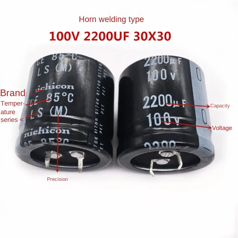 (1PCS)2200UF 100V 30 * 30 Nippon electrolytic capacitor 100V2200UF 30X30 LS series image 2