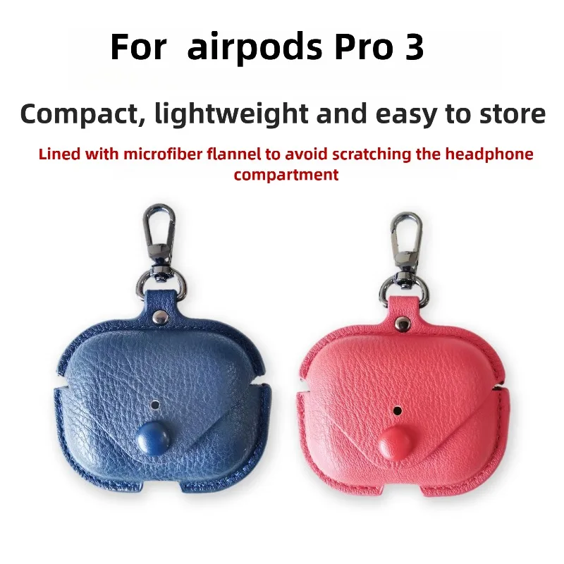 Capa protetora/capa para fones de ouvido Bluetooth Apple AirPods Pro 3 - Capa de couro simples de cor sólida estilo empresarial