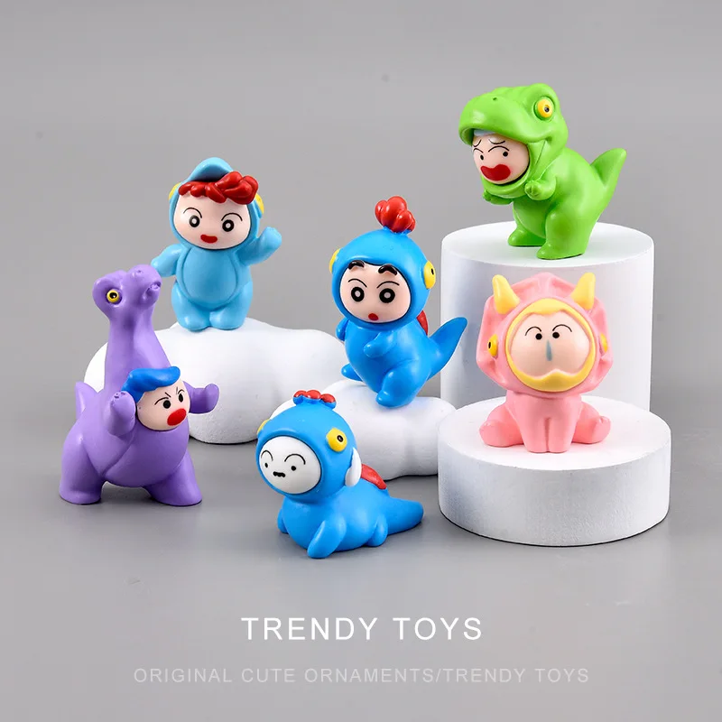 Crayon Shin chan dinosaurio de dibujos animados resina juego de moda lindo grano par colisión DIY llavero colgante coche escritorio pequeño adorno