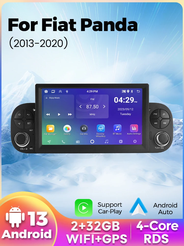 Voor Fiat Panda 2013 2014 2015 2016 2017 2018 2019 2020 Carplay Android Auto Multimedia Speler Gps Navigatie Fm Radio Stereo apple carplay car - afbeelding 2