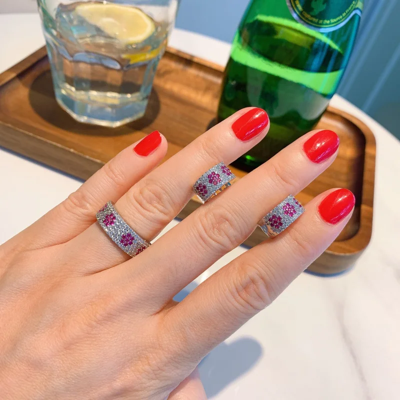 

Rings Earrings Micro Inlaid Jewelry Rings Fashion Accessories Earring Set