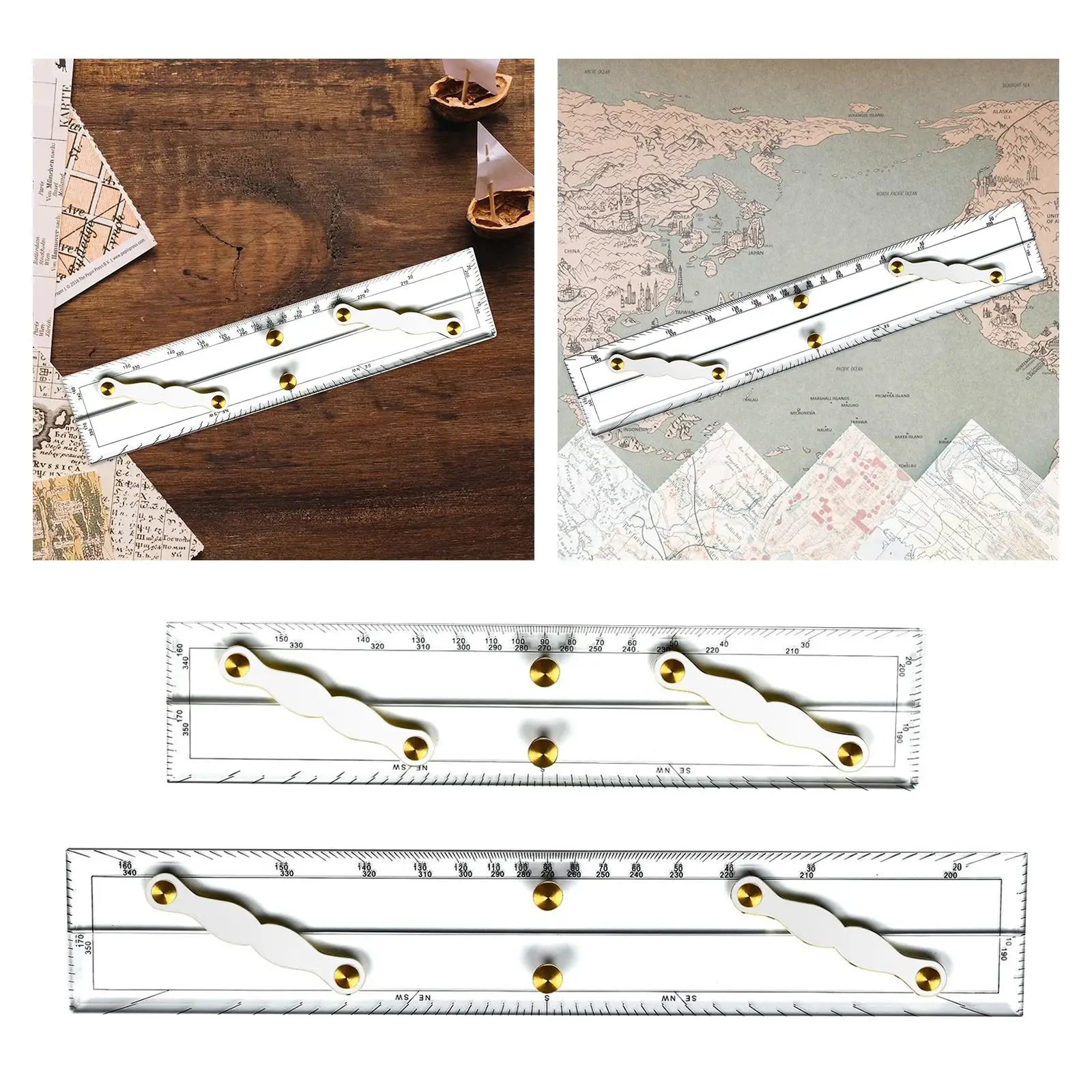 Navigation Parallel Ruler Easy to Use Roll Ruler for Office Measuring