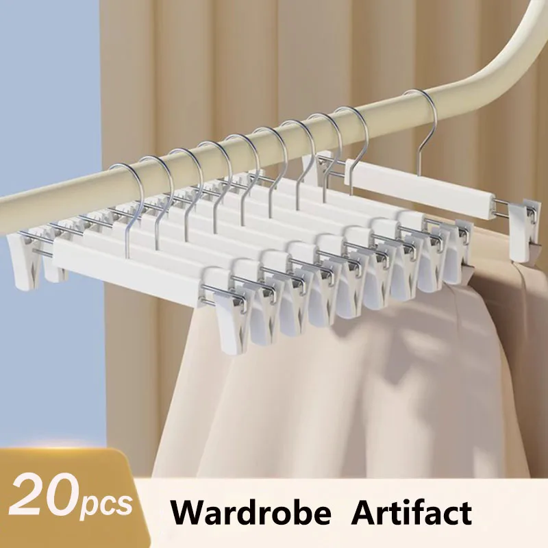 Frosted Clothes Hanger Pants Organizer JK Skirt Clip Closet Storage,Trouser Rack Drying Underwear, 10 Pcs, 20Pcs