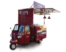 USA Three Wheel Motorcycle Hot Dog Food Cart Kiosk Street Coffee Bar Electric Ice Cream Truck Pizza Bakery Piaggio Ape Tricycle