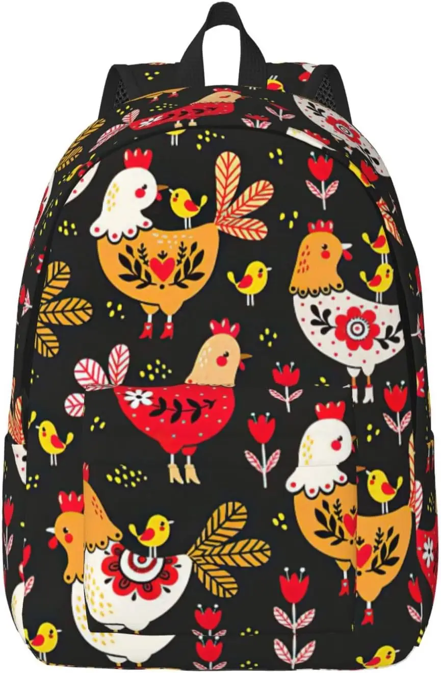 

Cute Rooster Chickens Модный и легкий холщовый рюкзак, подходящий для повседневных путешествий, легко носить с собой