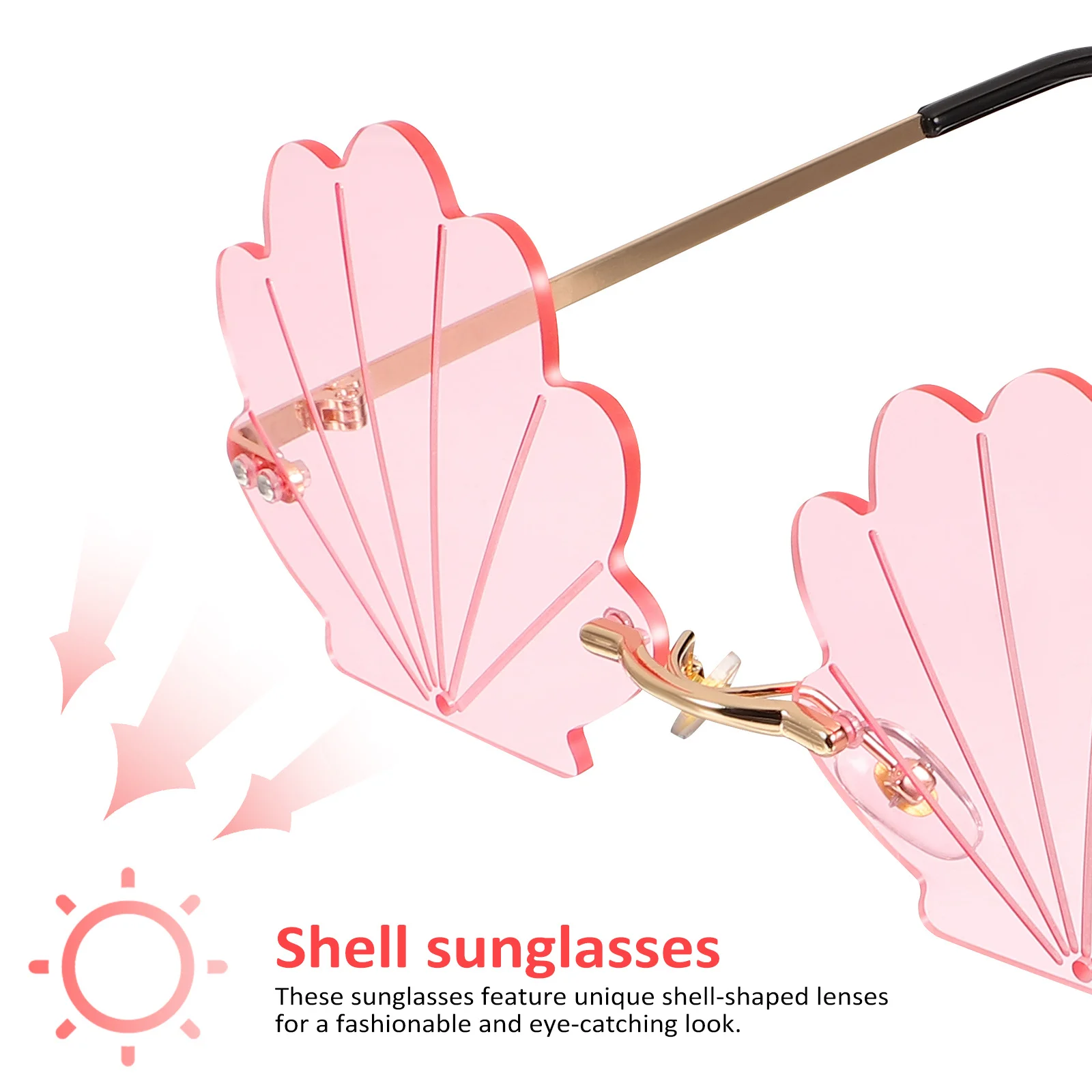 

2Pcs Seashell Sunglasses Frameless -Tone Shell Lens Sunglasses for Everyday Wear Party Favors Photo Booth Fun Eyewear