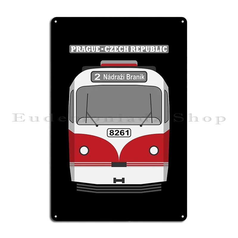 Prague Vintage Tram Tatra T3 On Black Metal Plaque Personalized Cinema Living Room Customized Garage Tin Sign Poster