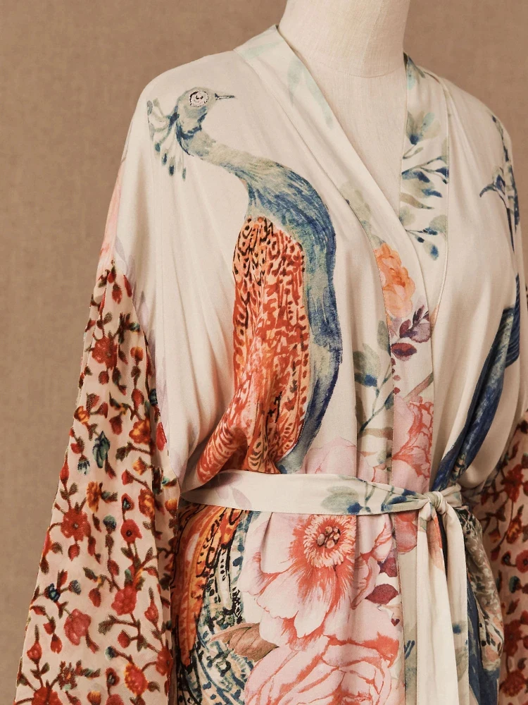 Women's Casual Printed Beach Cardigan Summer Loose Long Sleeve Sun Protection Cover-Up for Seaside Getaway