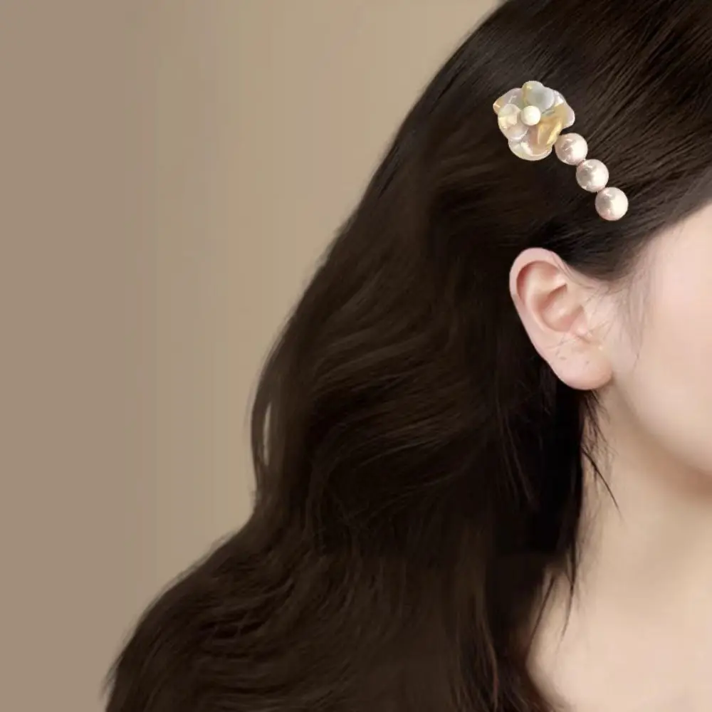 لطيف الكورية نمط كاميليا اللؤلؤ الجانب كليب خلات الحلو زهرة مشبك شعر مشبك أنيق منقار البط كليب يوميا