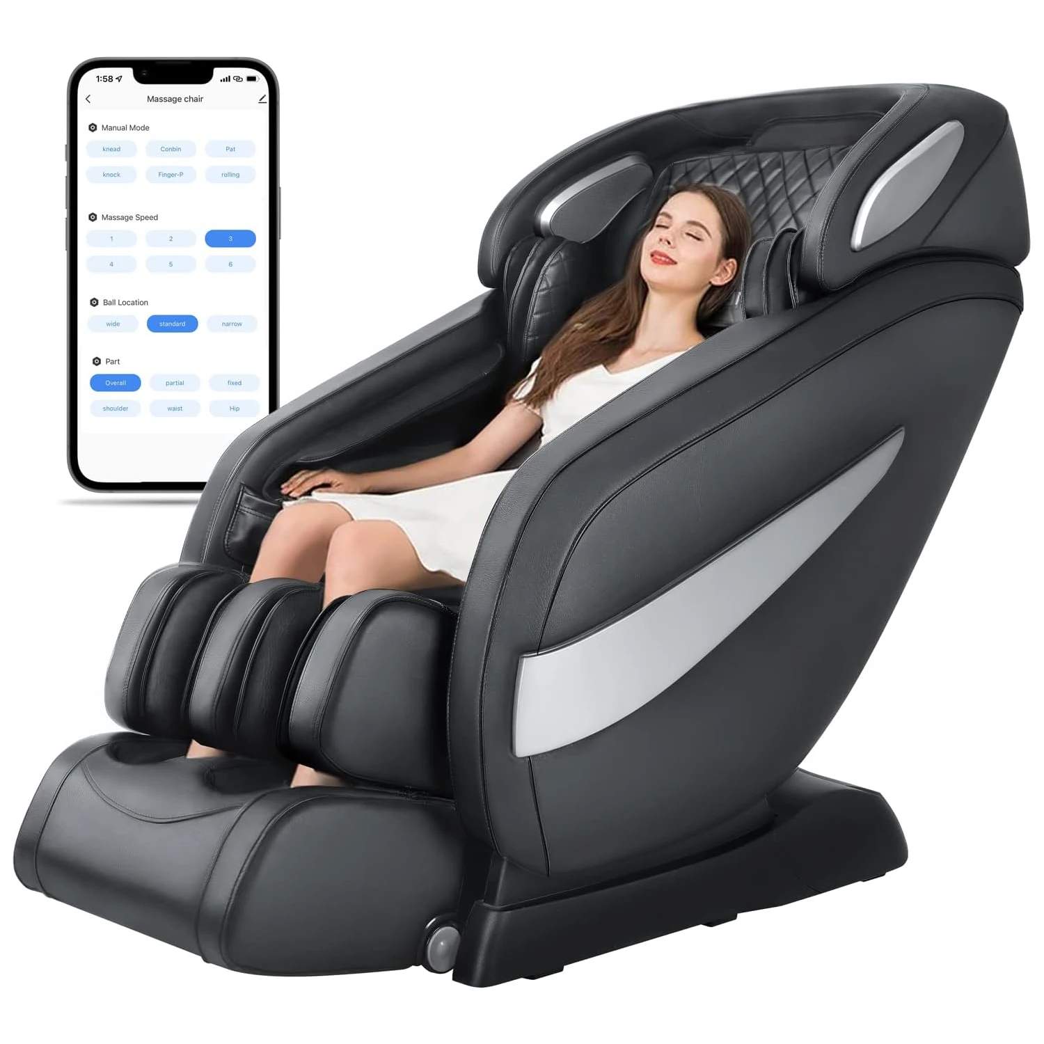 Massage Chair 3D Massage Chairs Full Body Zero Gravity Shiatsu Massage Chairs Recliner SL Track Airbag Yoga Stretch Foot Roller