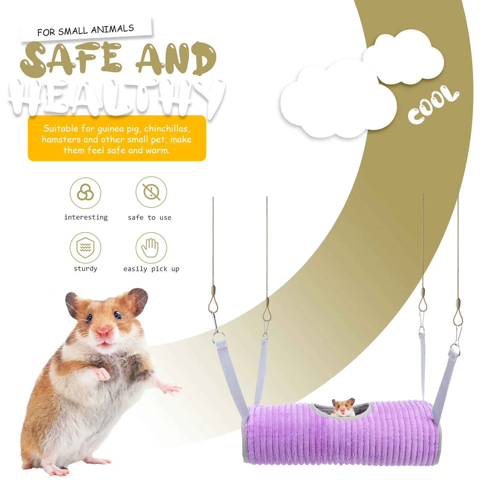 3pcs Fret Opknoping Tunnel Swingende Cavia Bed Gezellige Chinchilla Hut Kleine Dieren Buis Speelgoed Opknoping Hamster Bedden voor Huisdier Kooi