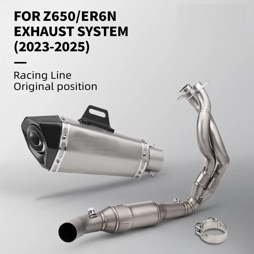 Für ER6N ER6F Versys 650 Z650 Ninja 650 2023-Moto Auspuff Escape Volle System Carbon Faser Schalldämpfer DB Killer vorne Mitte Link Rohr