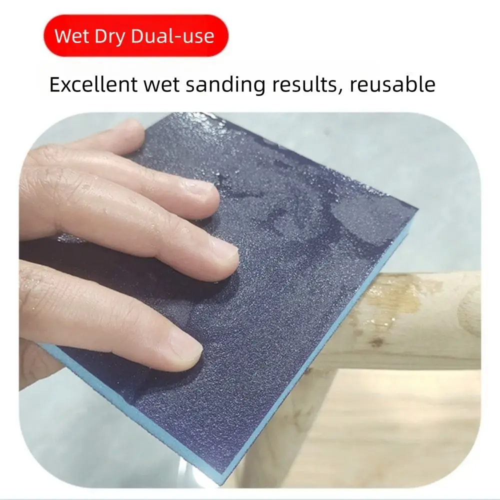 

Моющаяся абразивная губка зернистостью 60-320, полировальная шлифовальная многоразовая пенопластовая шлифовальная губка, влажная и сухая шлифовальная подушечка двойного назначения, дерево