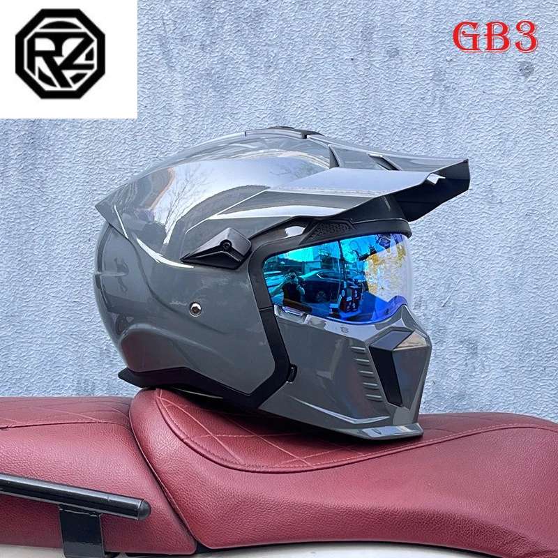 

Orz GB3 Vintage Motorcycle Full Helmet Combination Casco Moto Motorbike Safety Gear for Motorcyclists