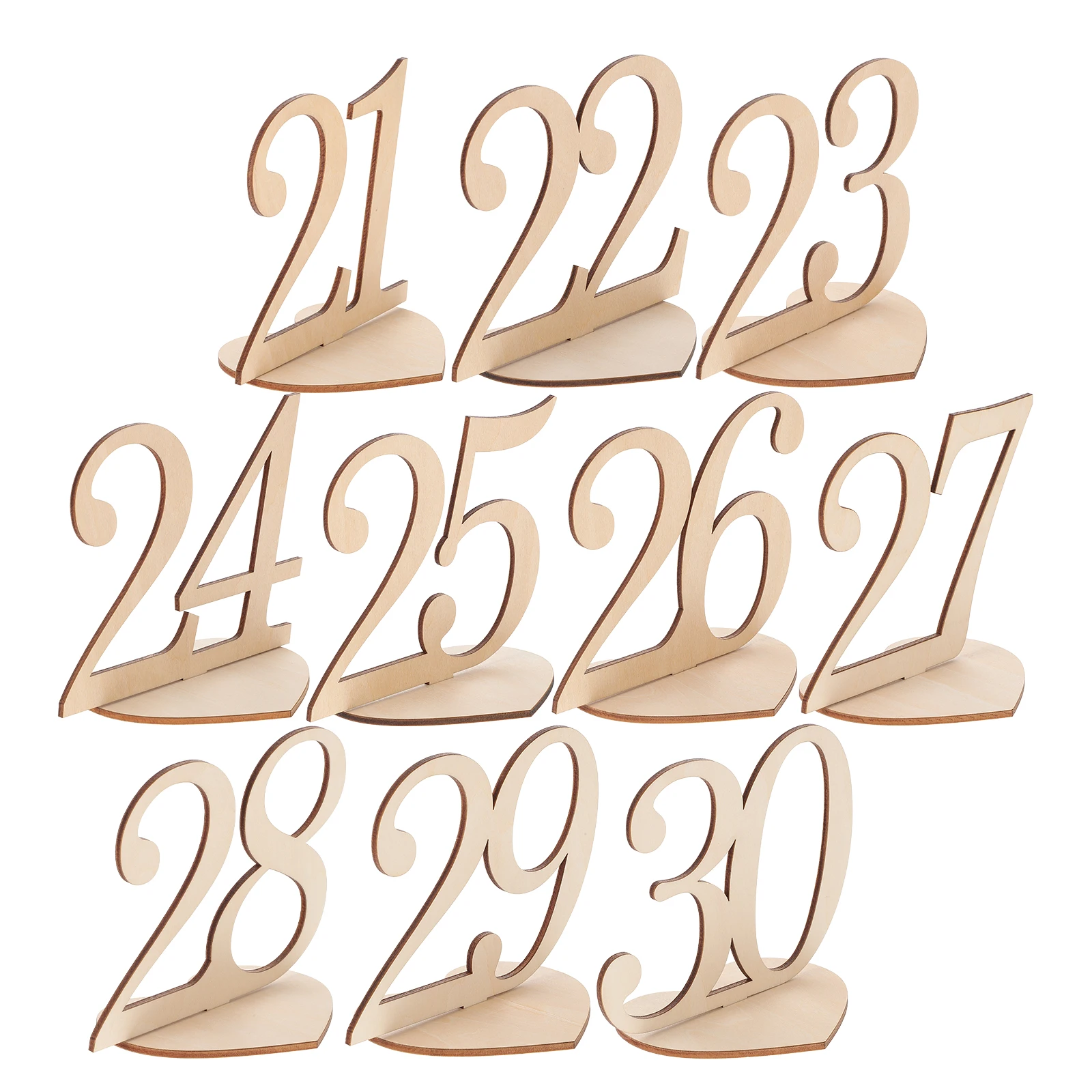 

10 Pcs Heart Shaped Wedding Table Numbers Digital Seat Cards for Restaurant Banquet Wooden Standing Stable
