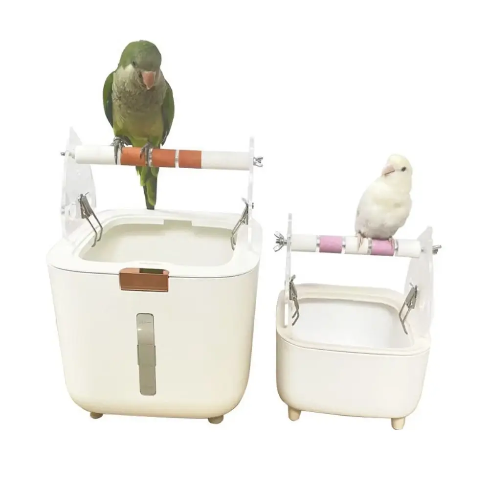 

Creative Parrot Toilet Stand Acrylic DIY Parrot Tabletop Training Stand Removable Bucket 2 Size Parrot Stand Bucket