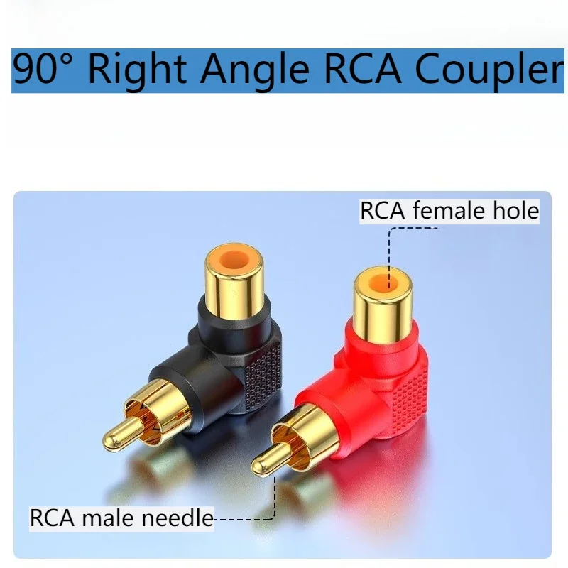 

90° Right Angle RCA Coupler - Male to Female L-Type AV Adapter for Audio/Video Coaxial Connection